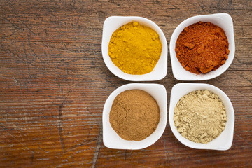 turmeric, ginger, cinnamon and paprika