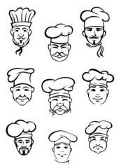 Collection of chefs in traditional toques