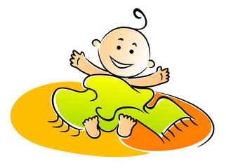 Little baby wrapped after bathing