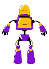 Futuristic toy robot in vivid yellow and blue