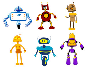 Cute colorful retro robot toys