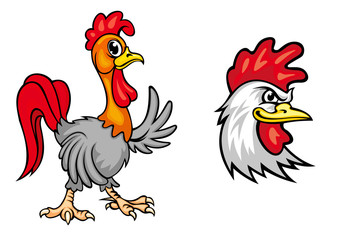 Cartoon colorful roosters