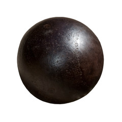Iron sphere, rusty metal ball, isolated on white