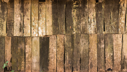 background of decay wood  on  old cottage wall  surface