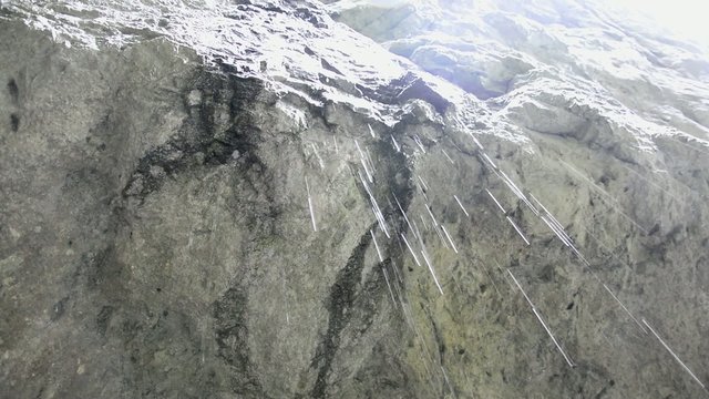 Water dripping in a cave