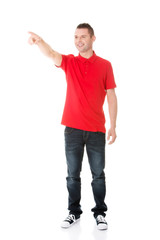 Fototapeta premium Excited man pointing