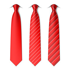 Red plain and striped ties - obrazy, fototapety, plakaty