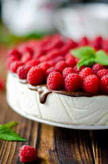 Cheesecake with raspberry and chocolate