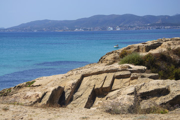 Palma bay and old limestone quarry in Es Carnatge