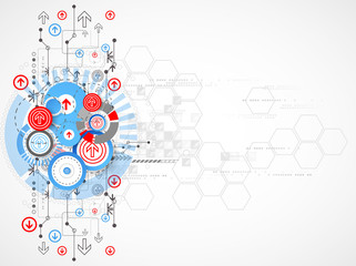 Abstract technological background with circles and arrows