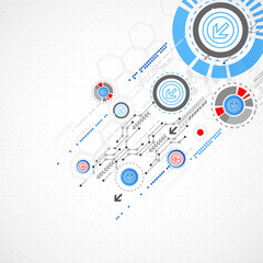 Obraz premium Abstract technological background with circles and arrows