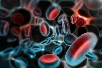 Streaming blood cells in abstract design