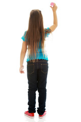 Little girl with a big crayon