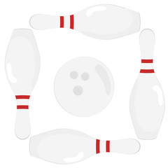 Image of elements of the game of bowling.