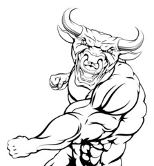 Punching bull mascot