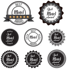 Vector promo label of best motel service award of the year.