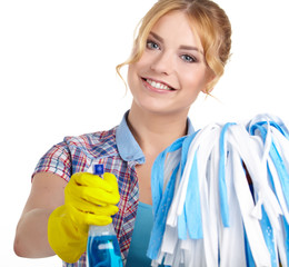 housewife cleaner. Isolated over white background