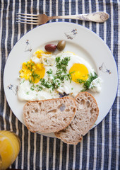 Eggs for breakfast and orange juice