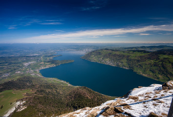 Aerial view of Lucerne lake from top Rigi mountain