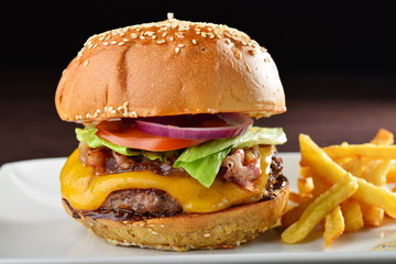 Cheese burger with a bacon - American cheese burger
