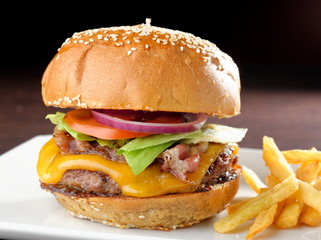 Cheese burger with a bacon - American cheese burger
