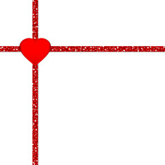 Glitter Ribbon Cross Corner Red Heart