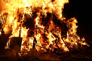 flames of fire during a scary fire of a dwelling