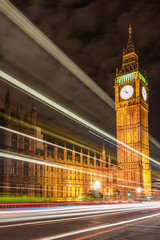 Fototapeta na wymiar Big Ben and night traffic on Westminster Bridge