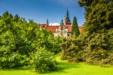 Castle with green garden and blue sky - Pruhonice, Prague