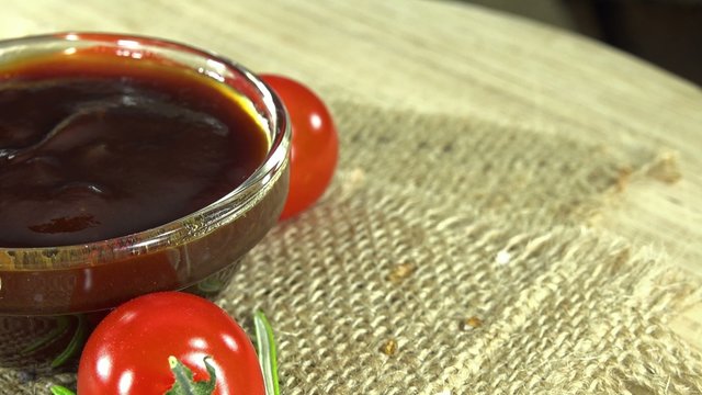 Rotating BBQ Sauce (seamless loopable 4K UHD close-up footage)
