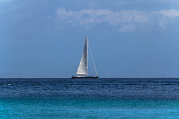 Fototapeta premium A lonely sail in the sea