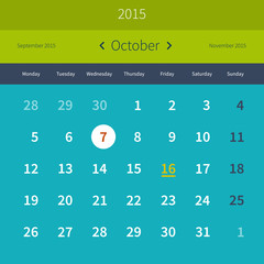 Calendar October 2015