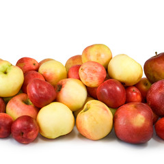 many apples on a white background