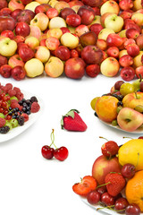 Fototapeta na wymiar different fruits closeup on white background