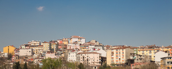 Colorful houses on a hillside in Istanbul, Turkey