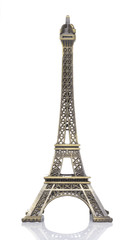 Fototapeta na wymiar Eiffel Tower survenir model in White background