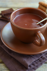 Hot chocolate in a brown cup