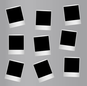 Randomly distributed retro blank photo frames