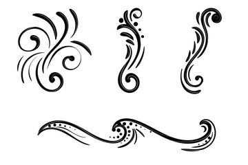 Hand drawn vector swirl flower elements