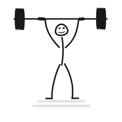 Stick figure lifts the weights