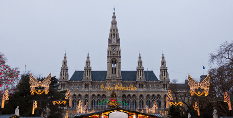 The Vienna City Hall (Rathaus) with Christmas Market - 75746852