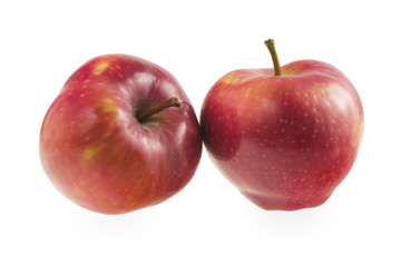 Fototapeta na wymiar Two red apples on a white background