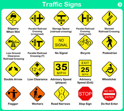 Traffic sign collection - warning road signs