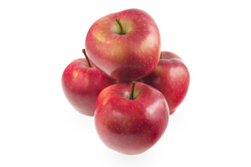 Fototapeta na wymiar Four red apples on a white background