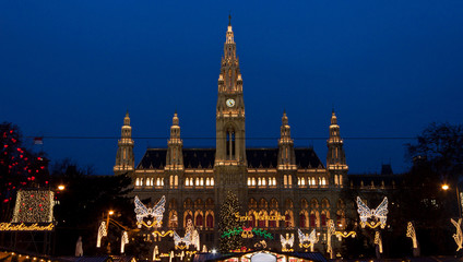 The Vienna City Hall (Rathaus) with Christmas Market