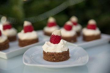 Schokotörtchen mit Sahne und Beeren