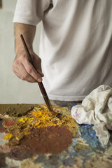 Detail of mixing oil colors