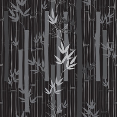 Naklejka premium Seamless bamboo pattern. Black and white vector illustration.