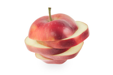 Red apple cut into slices