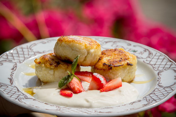 Curd cheese pancakes fried